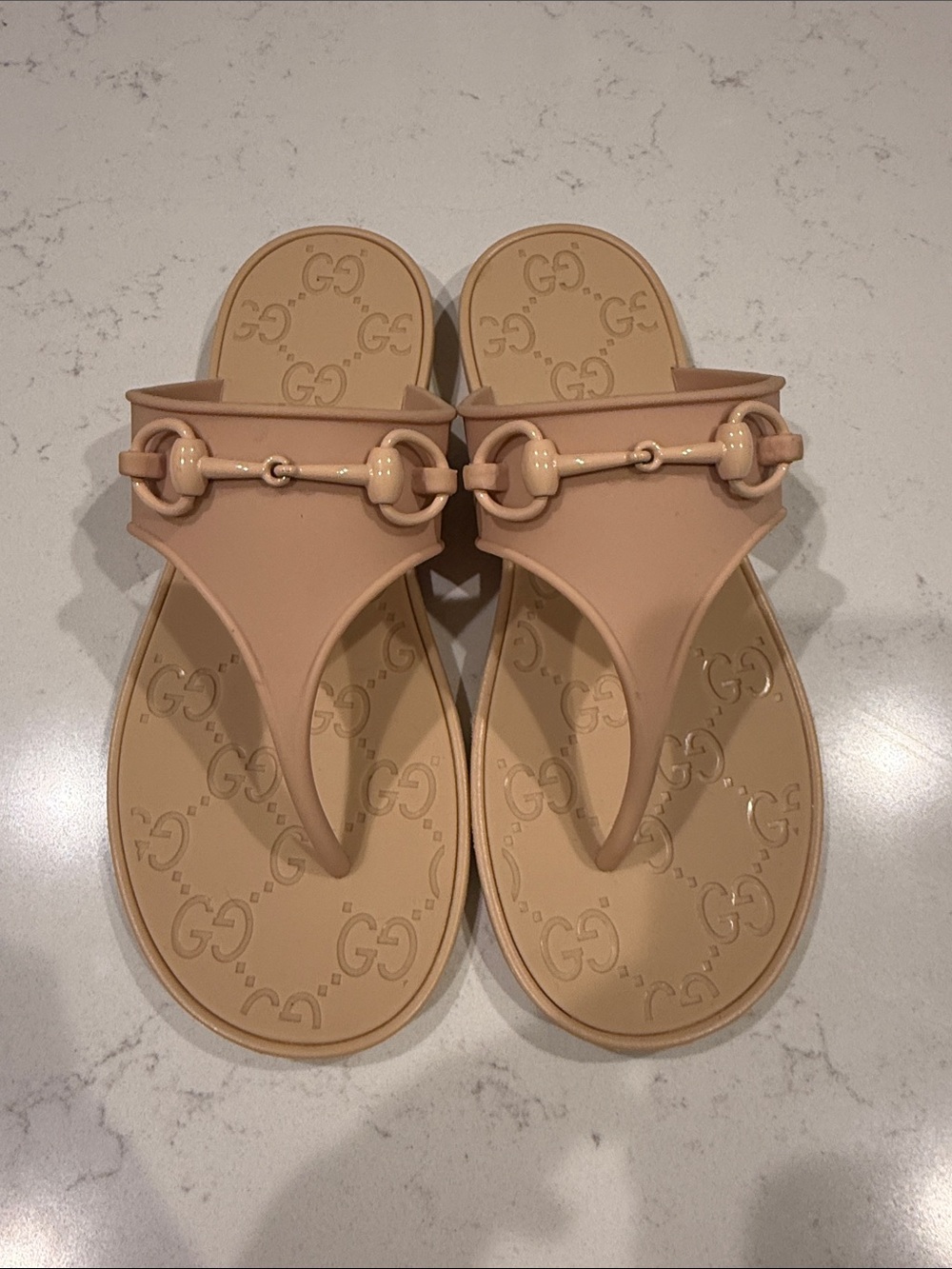 Nude sandals with horsebit detail